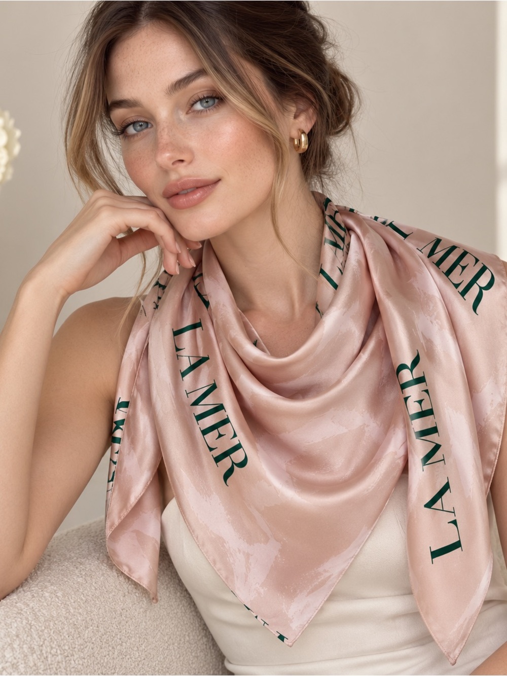La Mer Limited Edition VIP Gift Scarf Silk-Like Satin Luxury Beauty quiet luxury